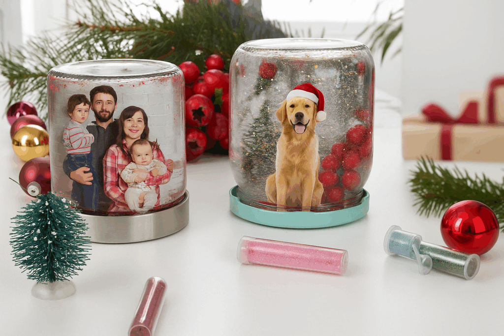 DIY Weihnachtsdeko: Foto-Schneekugel