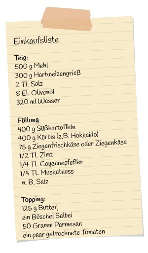 Einkaufsliste Ravioli