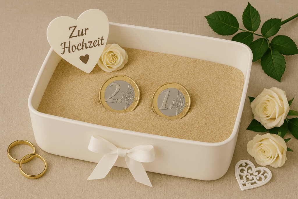 Geldgeschenk zur Hochzeit im Sand
