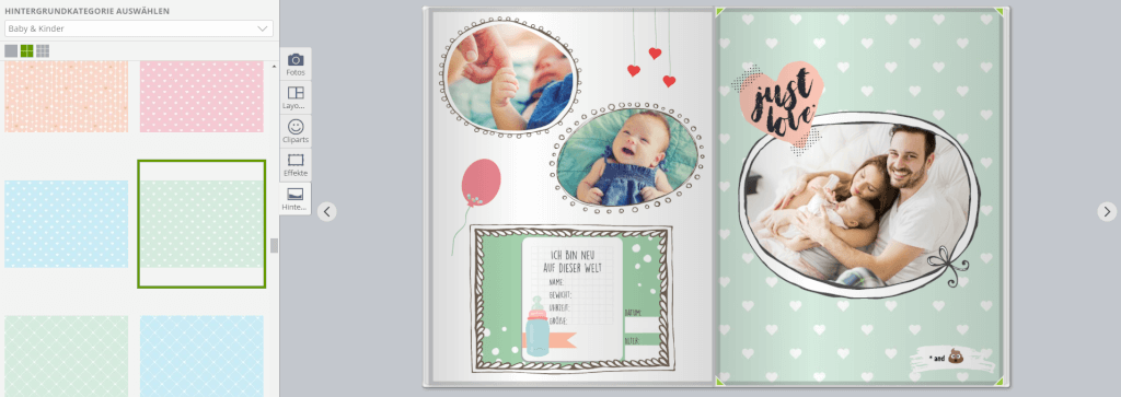 Gestaltungsidee Baby Fotobuch