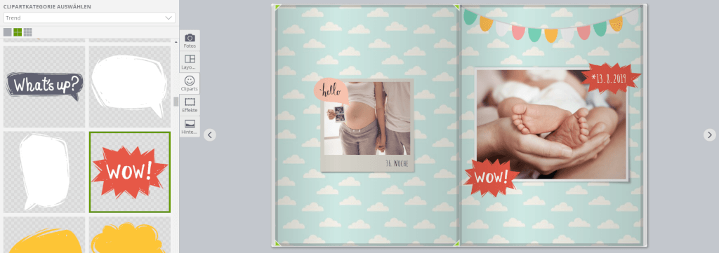 Gestaltungsidee Baby Fotobuch