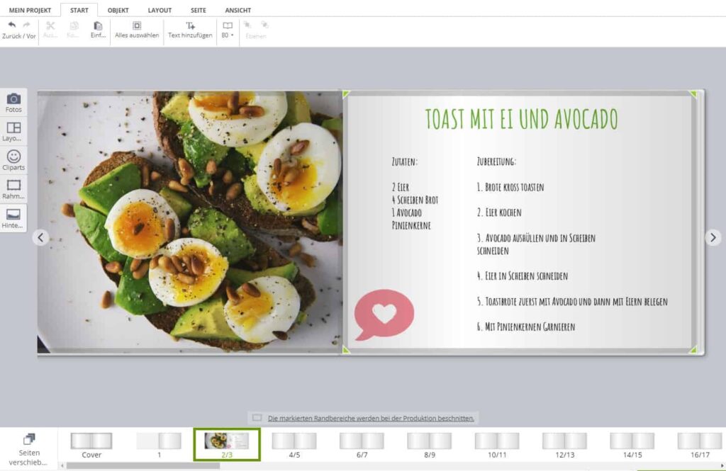 Kochbuch selbst gestalten mit dem Online Designer von fotokasten