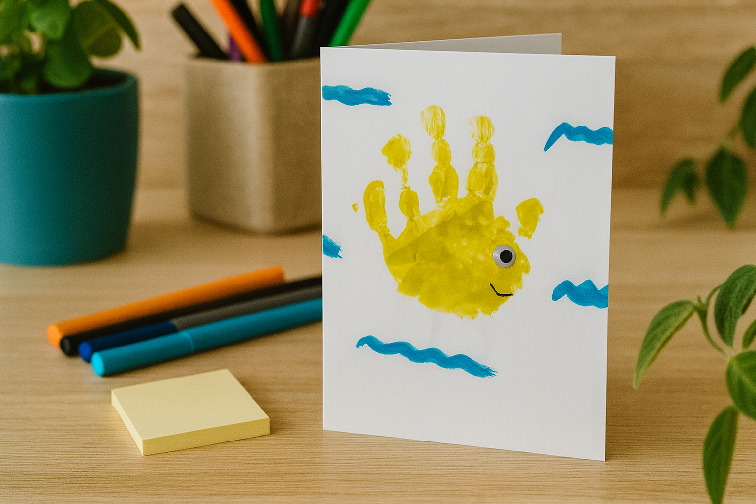 Grußkarte mit Kinderkunst