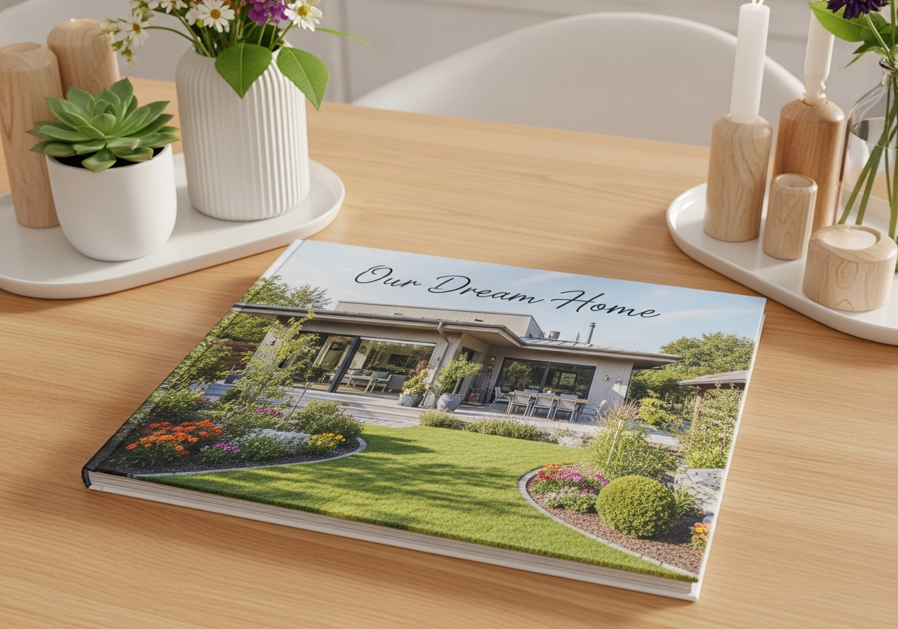 Fotobuch vom Hausbau: Cover mit Traumhaus